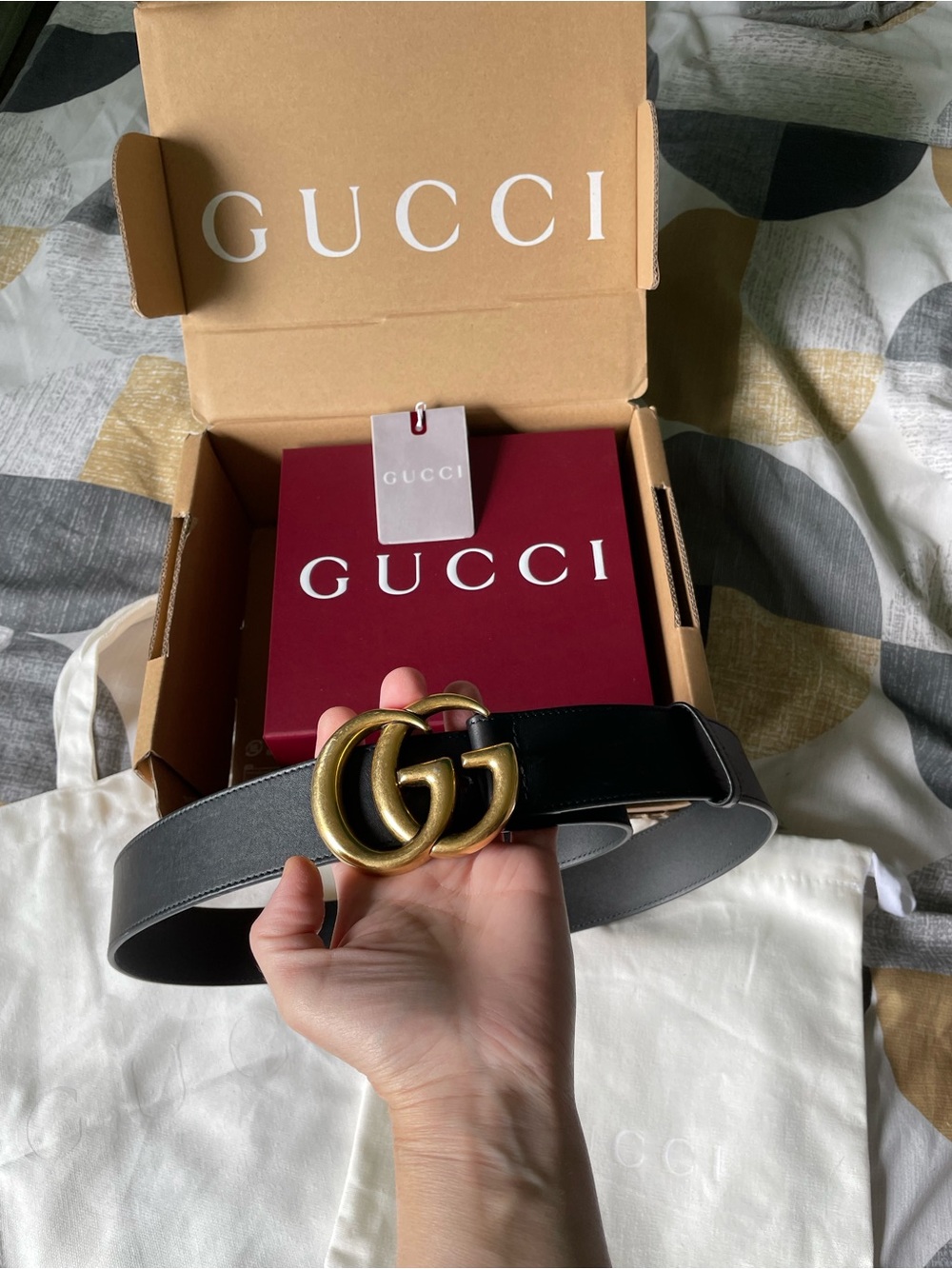 WIDE Gucci Black Leather Belt with Gold Double G Buckle